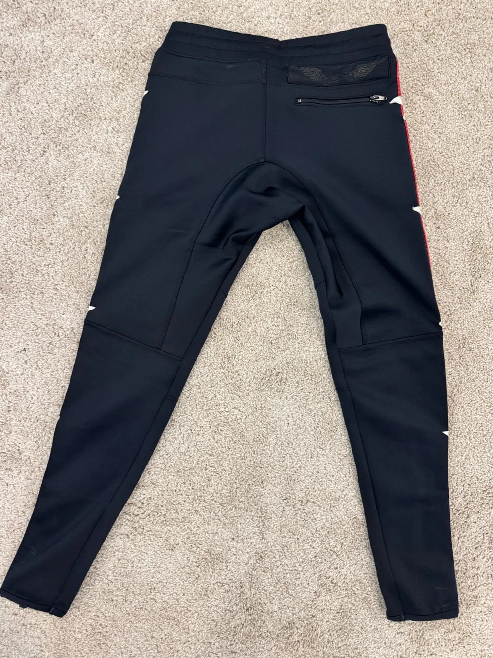 Robin's Jean Black Joggers with Red Star-Trim Side Panels
